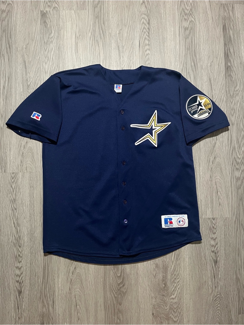 90s Houston Astros Russell Athletic 35 years stadium baseball button jersey XL